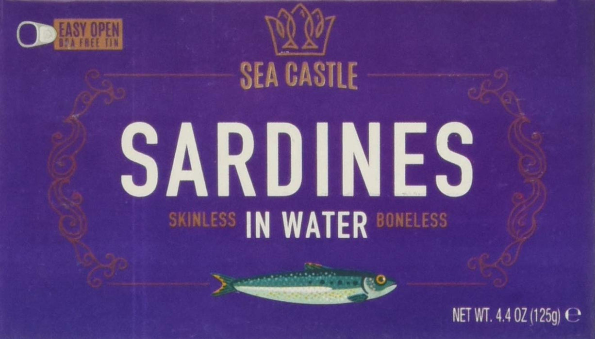 SEA CASTLE: Skinless Boneless Sardines in Water, 4.4 oz