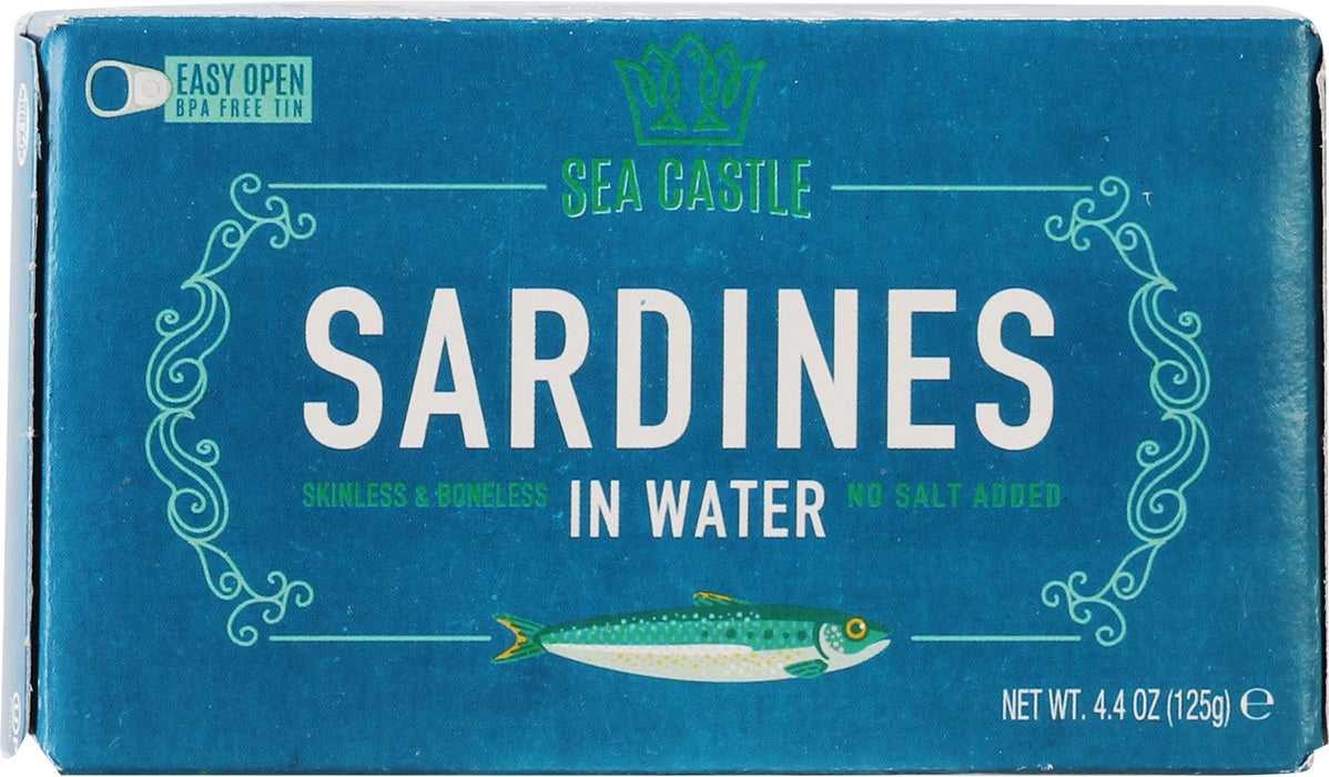 SEA CASTLE: Skinless Boneless Sardines in Water Nsa, 4.4 oz