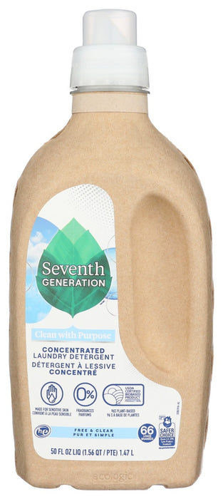 SEVENTH GENERATION: Concentrated Laundry Detergent Free and Clear, 50 oz