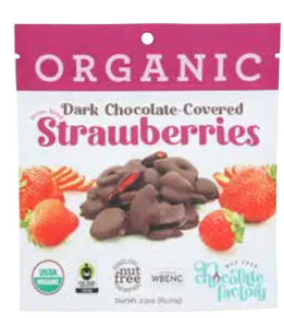 NUT FREE CHOCOLATE FACTORY: Choc Dark Cvrd Straw Org, 2.3 oz