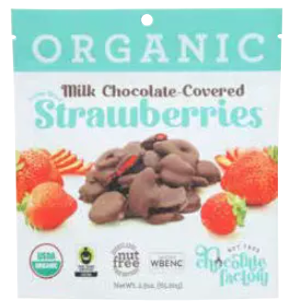 NUT FREE CHOCOLATE FACTORY: Choc Mlk Cvrd Straw Org, 2.3 oz