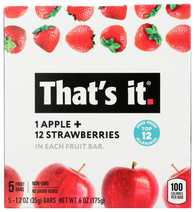 THATS IT: Apple Plus Strawberry Fruit Bars 5Ct, 6 oz