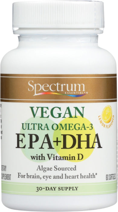 SPECTRUM ESSENTIAL: Vegan Ultra Omega 3 EPA DHA Softgels, 60 sg
