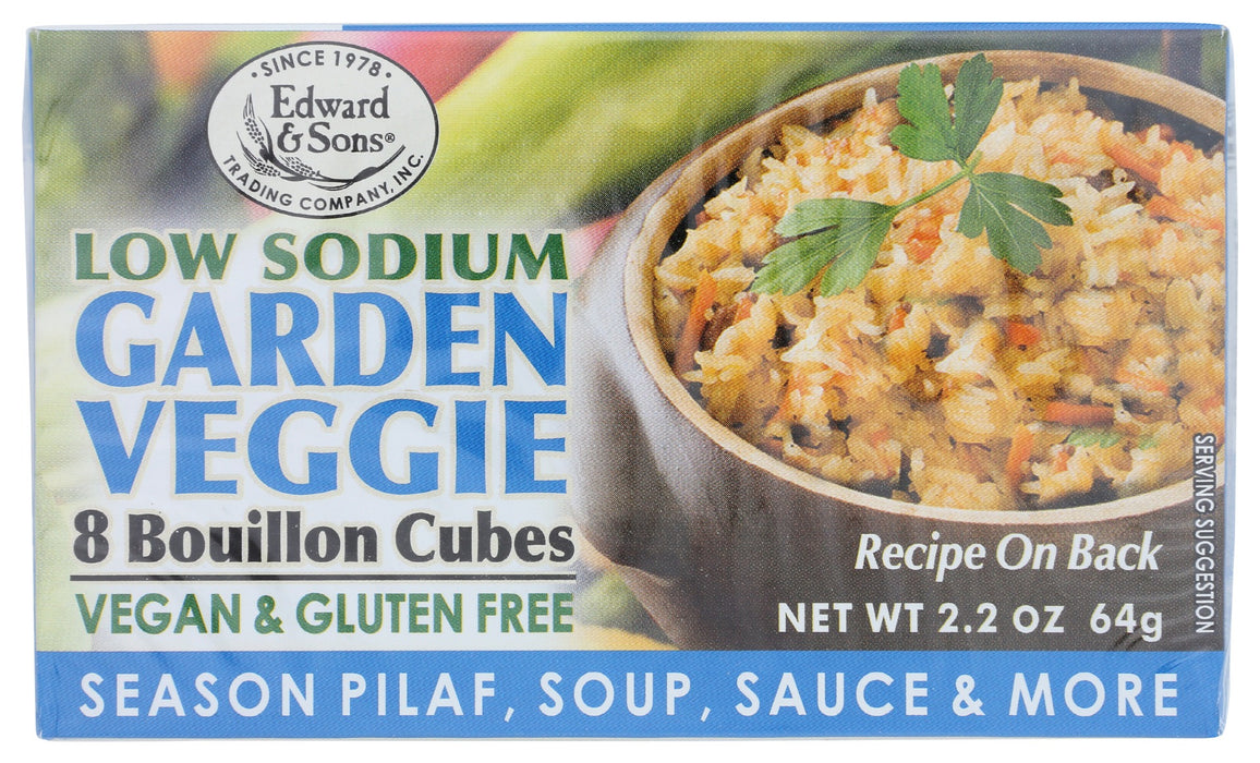 EDWARD & SONS: Low Sodium Garden Veggie Bouillon Cubes, 2.2 oz
