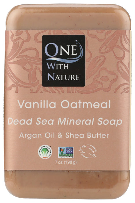 ONE WITH NATURE: Vanilla Oatmeal Soap with Dead Sea Minerals Argan Oil and Shea Butter, 7 oz