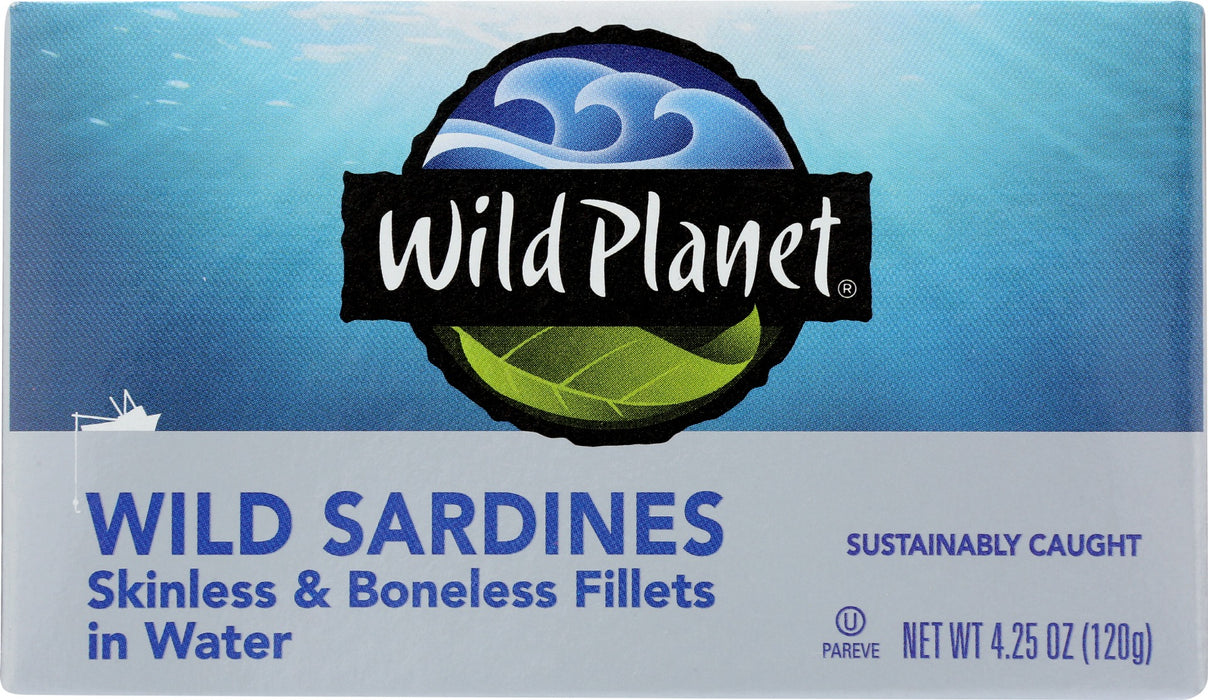 WILD PLANET: Wild Sardines Skinless and Boneless Fillets In Water, 4.25 oz