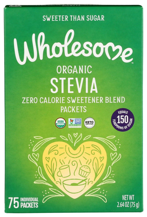 WHOLESOME: Organic Stevia Packets 75Pk, 2.65 oz