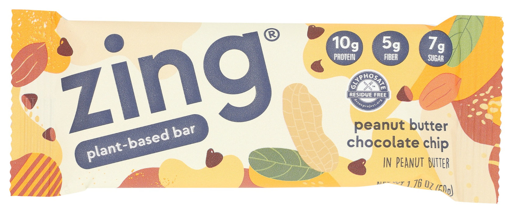 ZING BARS: Peanut Butter Chocolate Chip Nutrition Bar, 1.76 oz