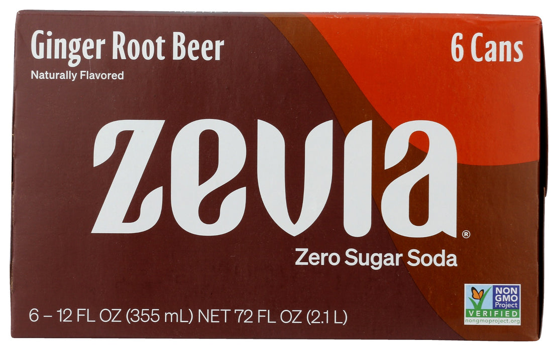 ZEVIA: Ginger Root Beer Soda 6Pk, 72 fo