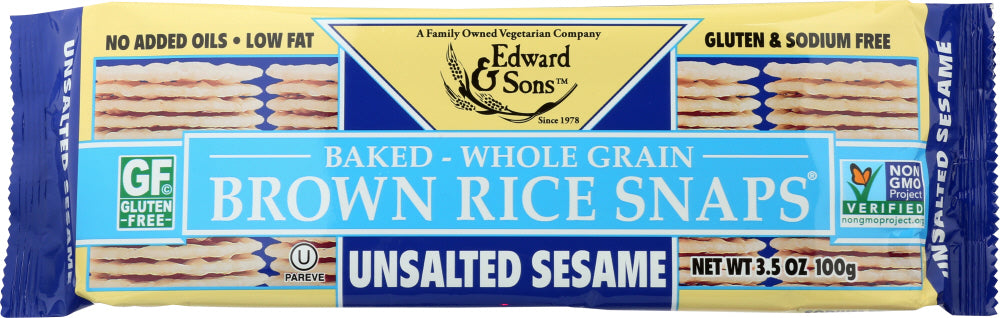 EDWARD & SONS: Ricesnap Sesame Unsalted, 3.5 oz