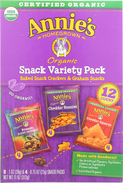 ANNIES HOMEGROWN: Organic Snack Variety Pack 12Ct, 11 oz