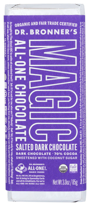 DR BRONNER: Salted Dark Chocolate Bar, 3 oz