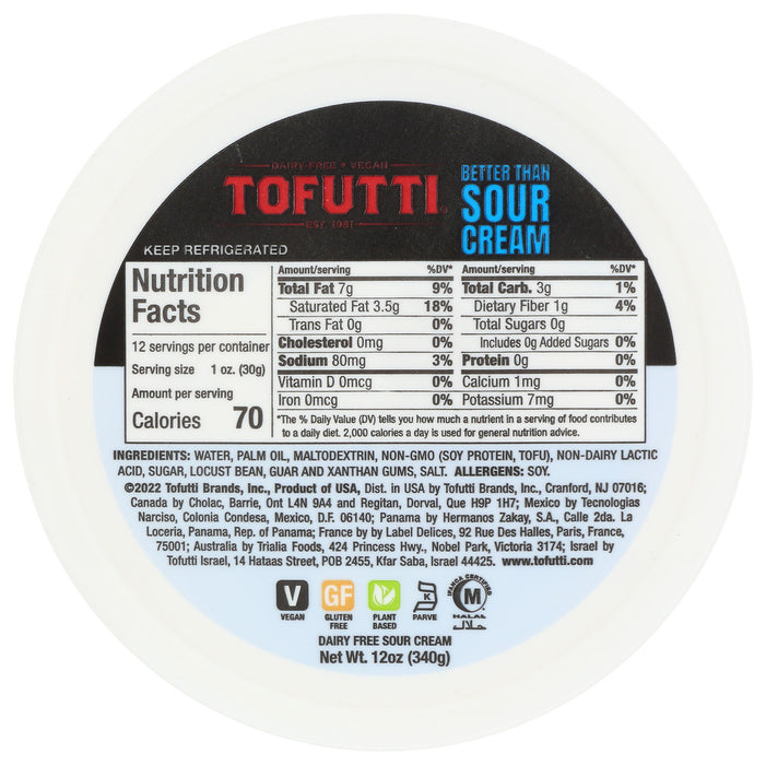 TOFUTTI: Better Than Sour Cream Non-Hydrogenated Plain, 12 oz