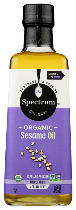 SPECTRUM NATURALS: Organic Sesame Oil Unrefined, 16 fo
