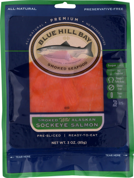 BLUE HILL BAY: Smoked Salmon Wild Alaskan Sockeye, 3 oz