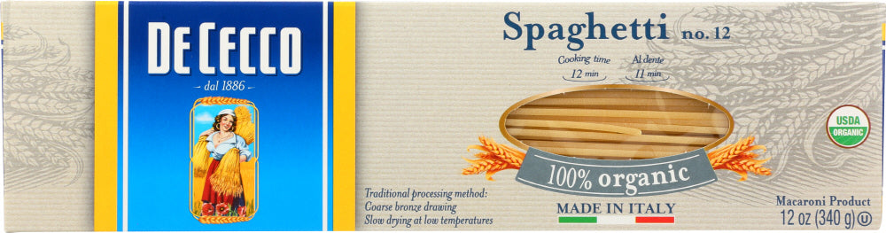 DE CECCO: Organic Spaghetti No 12, 12 oz