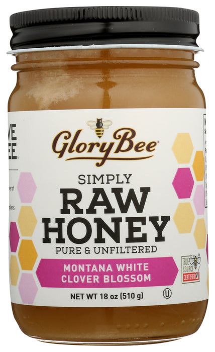 GLORY BEE: Raw White Clover Honey, 18 oz