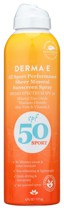 DERMA E: Sunscreen Allsport Spf50, 6 oz