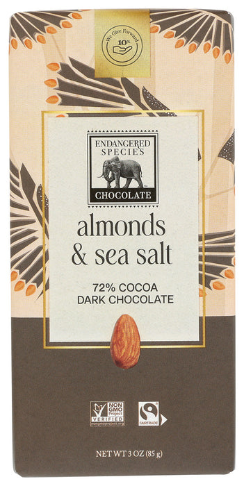 ENDANGERED SPECIES: Natural Dark Chocolate with Sea Salt & Almonds, 3 oz
