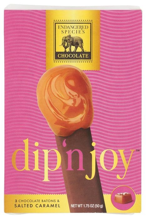 ENDANGERED SPECIES: Dip N Joy Dark Chocolate Batons And Salted Caramel, 1.75 oz