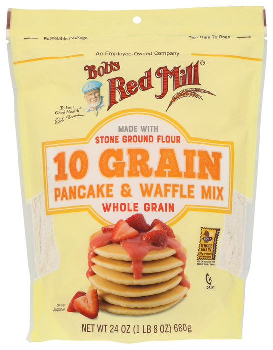 BOBS RED MILL: 10 Grain Pancake & Waffle Mix, 24 oz