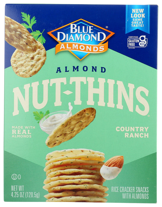 BLUE DIAMOND: Almond Nut-Thins Nut And Rice Cracker Snacks Country Ranch, 4.25 oz