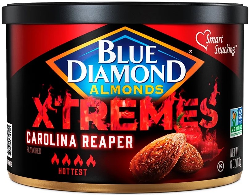 BLUE DIAMOND: Xtremes Carolina Reaper Hot Almonds, 6 oz