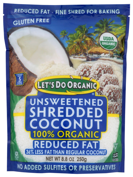 LETS DO ORGANICS: 100% Organic Reduced Fat Shredded Coconut, 8.8 oz