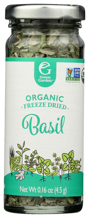 GREEN GARDEN: Organic Basil Freeze Dried Herbs, .16 oz