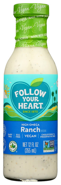 FOLLOW YOUR HEART: High Omega Vegan Ranch Salad Dressing, 12 Oz