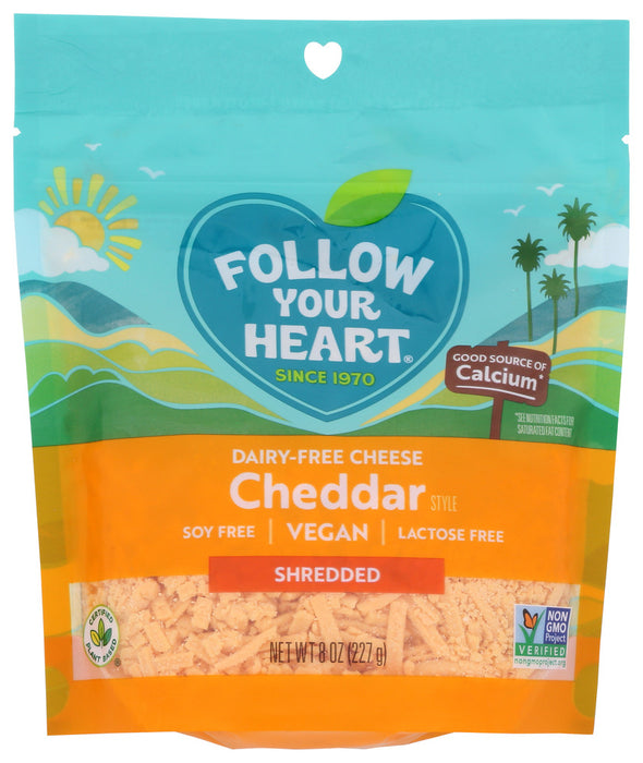 FOLLOW YOUR HEART: Cheddar Cheese Alternative Shreds, 8 oz