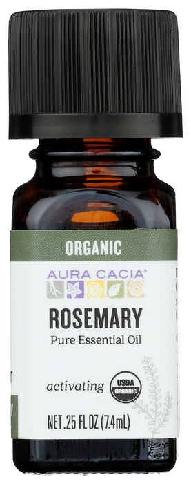 AURA CACIA: Organic Rosemary Essential Oil, 0.25 oz