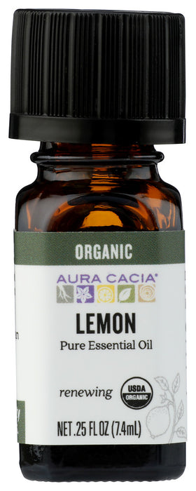 AURA CACIA: Organic Lemon Essential Oil, 0.25 oz