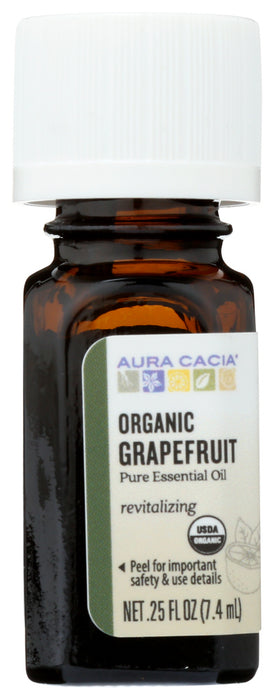 AURA CACIA: Organic Grapefruit Essential Oil, 0.25 oz