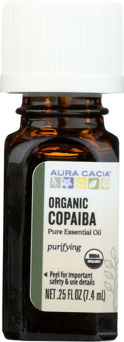 AURA CACIA: Organic Copaiba Pure Essential Oil, 0.25 oz