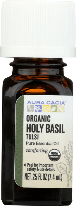 AURA CACIA: Holy Basil Tulsi Pure Essential Oil, 0.25 oz