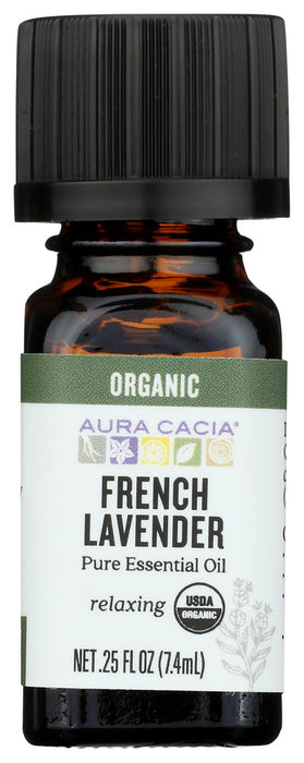 AURA CACIA: Organic French Lavender Pure Essential Oil, 0.25 oz
