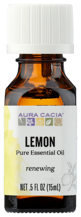 AURA CACIA: 100% Pure Essential Oil Lemon, 0.5 Oz