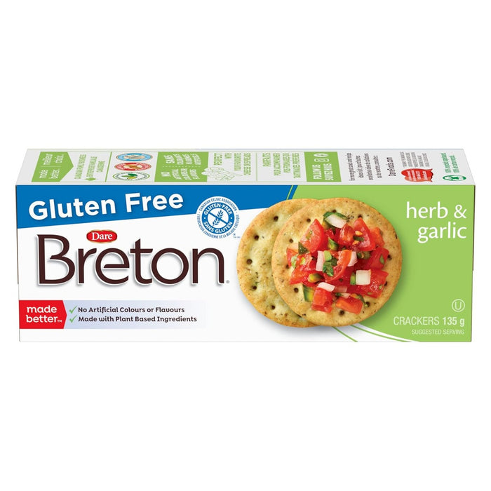 DARE: Breton Cracker Gluten Free Herb Garlic, 4.76 oz