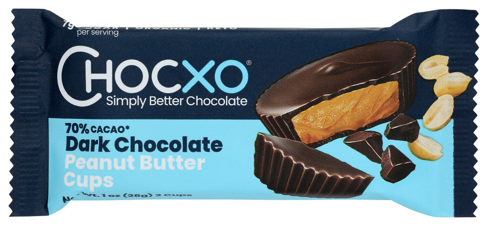 CHOCXO: 70% Dark Chocolate Peanut Butter Cups, 28 gm