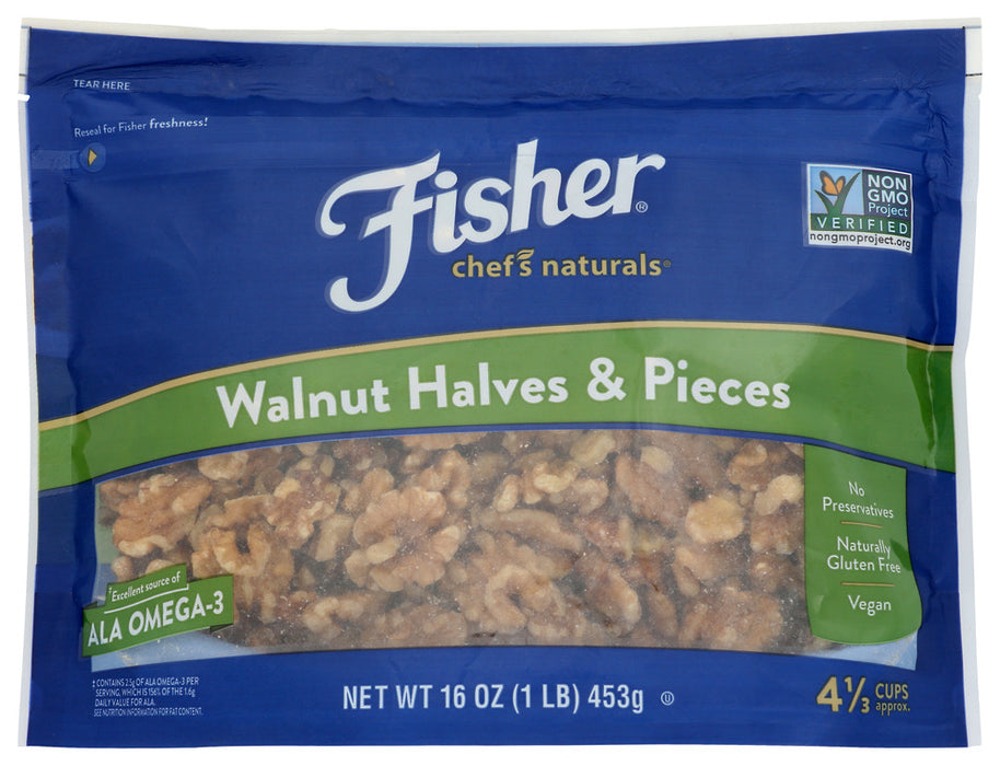 FISHER: Walnut Halves & Pieces, 16 oz