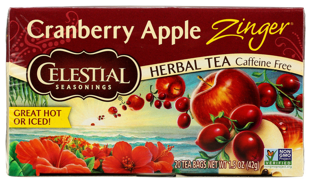 CELESTIAL SEASONINGS: Cranberry Apple Zinger Herbal Tea Caffeine Free, 20 bags