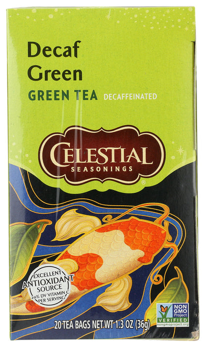 CELESTIAL SEASONINGS: Green Tea With White Tea Decaffeinated 20 Tea Bags,  1.2 oz