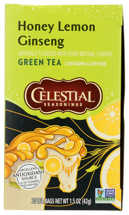 CELESTIAL SEASONINGS: Green Tea With White Tea Honey Lemon Ginseng 20 Tea Bags, 1.5 oz