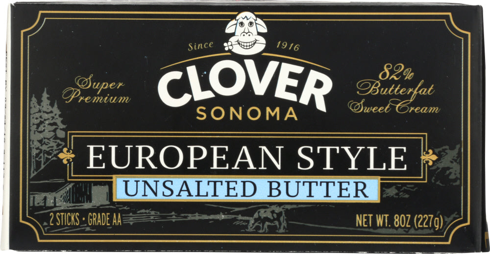 CLOVER SONOMA: European Style Unsalted Butter, 0.5 lb