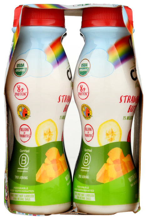 CLOVER SONOMA: Organic Strawberry Banana Butternut Yogurt Smoothie 4 Count, 24 Fl Oz