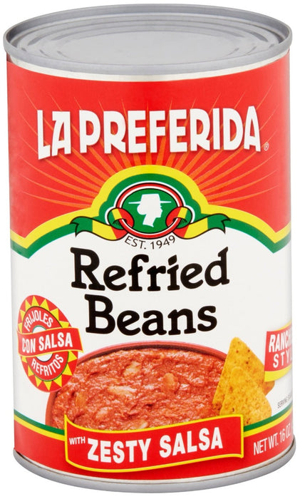 LA PREFERIDA: Refried Beans With Zesty Salsa, 16 oz