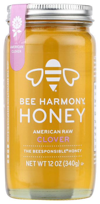 BEE HARMONY: American Raw Clover Honey, 12 oz