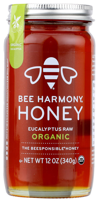 BEE HARMONY: Eucalyptus Raw Honey, 12 oz