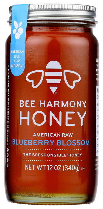 BEE HARMONY: American Raw Blueberry Honey, 12 oz